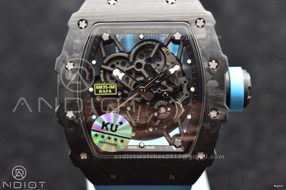 Best Red Dial Rubber Edition KUF Blue on Skeleton MIYOTA8215 RM035-02 Strap 0308